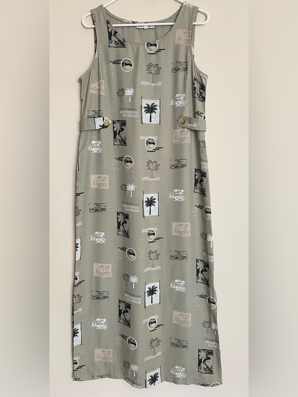 Dressbarn Sleeveless Green Tropical Maxi Dress
